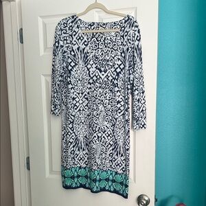 Lilly Pulitzer Navy and Teal Patterned Dress